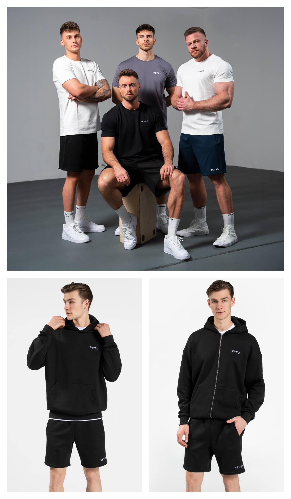 Collage mit Sportbekleidung von der Marke TEVEO