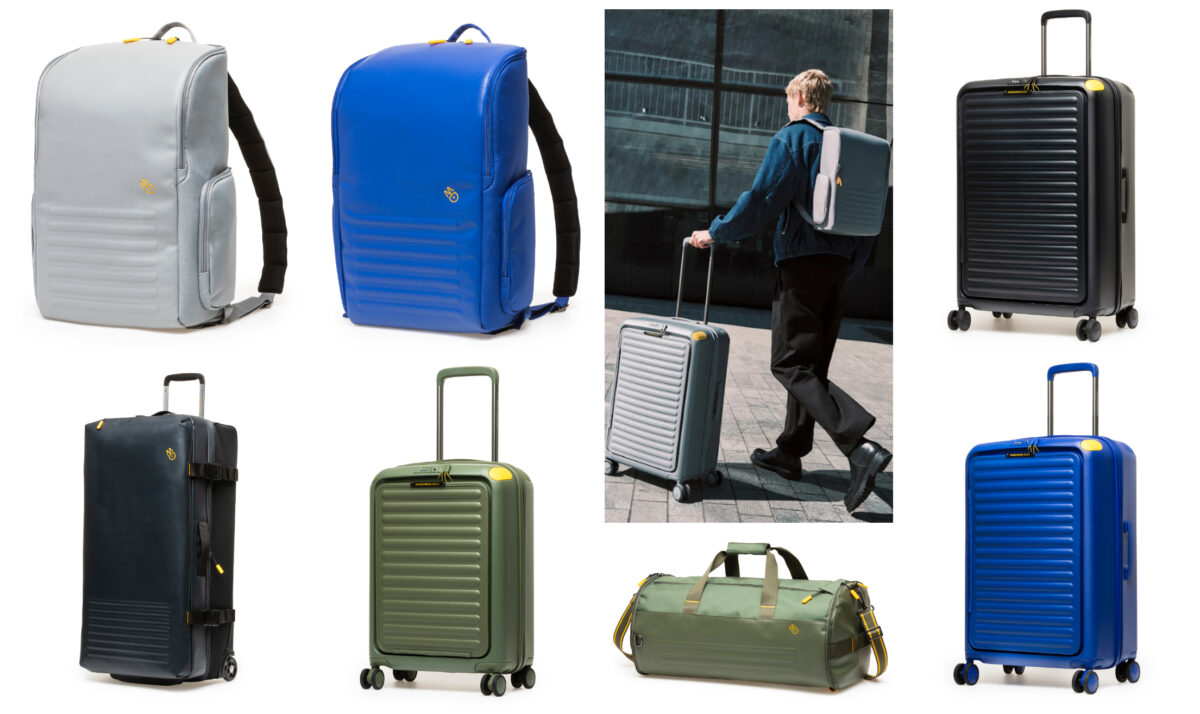 Collage mit Rucksäcken und Reisetrolleys